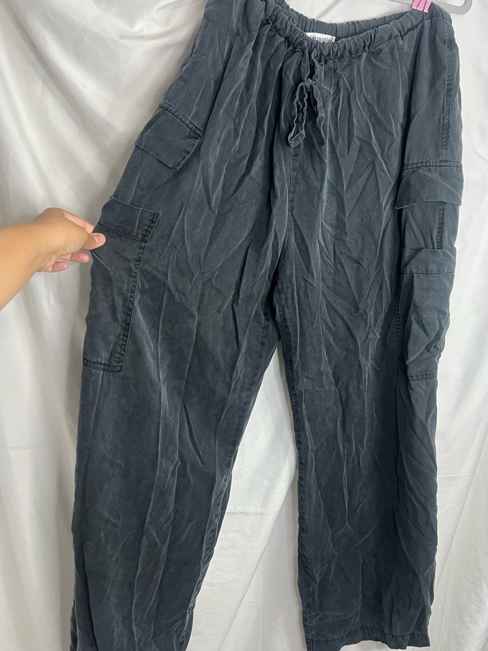 Reformation Black Straight-Leg Cargo Pants